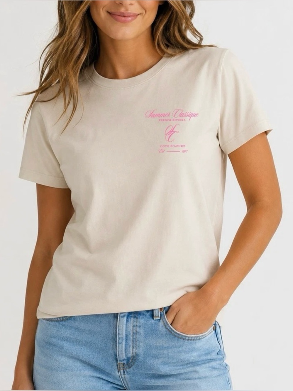 NEW Universal Thread Top Women’s Small 100% Cotton Short Sleeve Tee Tan + Pink S